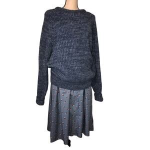 Chunky Grandpa Mens Sweater Blue Size M 80s Vintage Oversized Long Sleeve Cozy